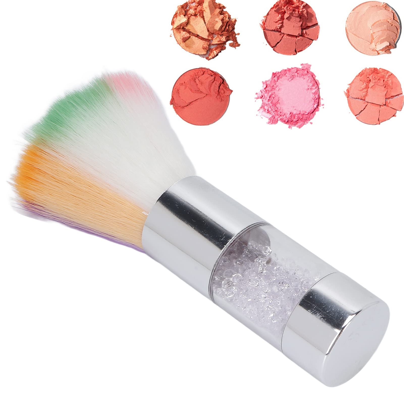 Colorful Makeup Brush,Travel Kabuki Brush for Blusher Loose Powder,Nail Art Powder Cleaning Brush Cosmetic Tool (small)(Silver) - Image 4
