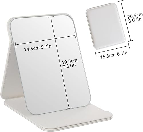 Miniatura 9 de LONGSHENG - SINCE 2001 - Espejo de escritorio, espejo de tocador plegable portátil, espejo de mesa con soporte para cosméticos, belleza personal,