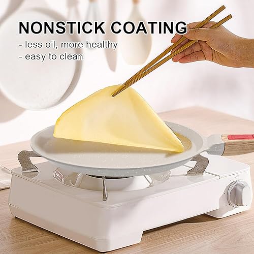 Miniatura 4 de RANXINGST Sartén antiadherente para crepas con mango desmontable, sartén para tortillas Dosa Tawa de aluminio fundido de 8 pulgadas, compatible con