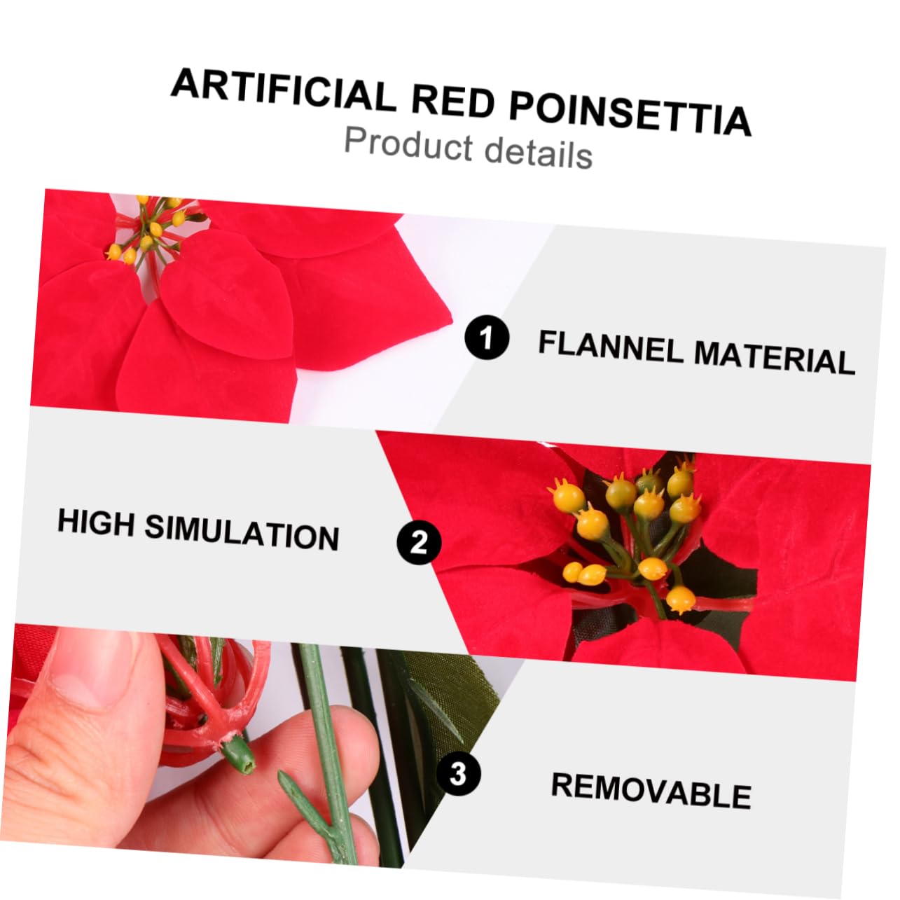 DECHOUS 2piezas Ramo De Flores Artificiales De Poinsettia Roja para Decoración Navideña De Poinsettia Simulada para Fiestas y Decoración del Hogar