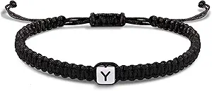Initial Bracelets for Women Men Gifts for Her Teen Girl Best Friend Birthday Graduation Dainty Braided Bracelets Letter A-Z Charm Adjustable Link Mother's Day Jewelry Mom Christmas Gifts Valentine's Day Jewelry