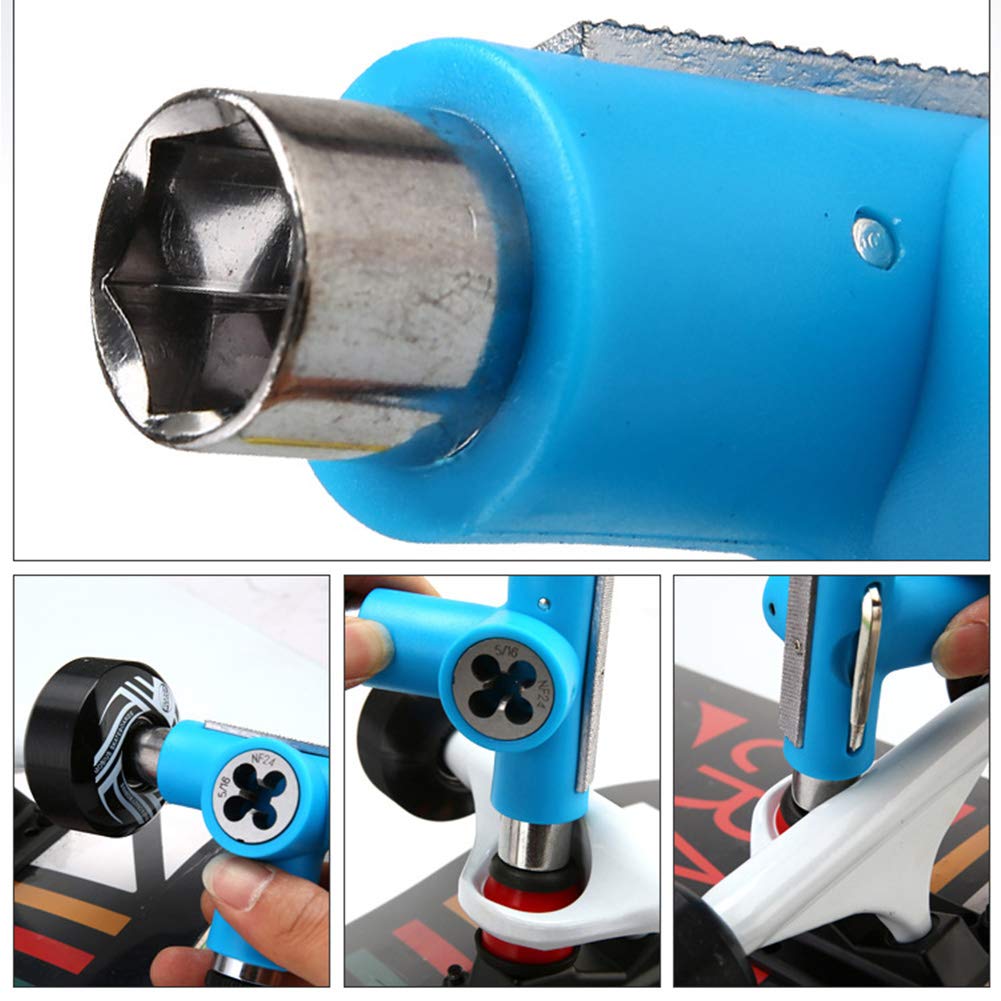 Skateboard T Tool, Tragbares Skate Werkzeug mit Ratsche, All-in-One Skateboard T-tool, Schraubenschlüsselset mit Inbusschlüssel, für Roller, Skateboard