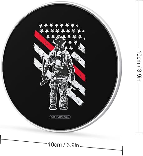 Miniatura 2 de Cargador inalámbrico de bandera de línea roja de bombero de EE. UU., almohadilla de carga rápida de 10 W, compatible con iPhone 15, 14, 13, 12,