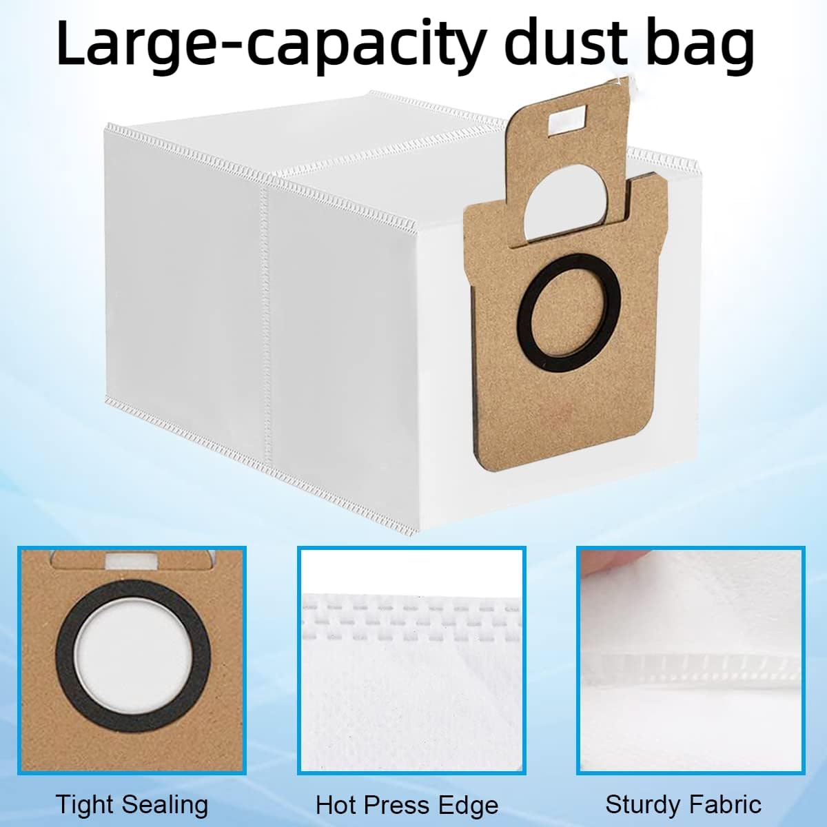 5 bolsas de polvo, bolsas desechables de 3 l, bolsas de repuesto de gran capacidad, accesorios de aspiradora, compatibles con Dreame compatibles con accesorios S10 hasta 60 días de recogida de polvo