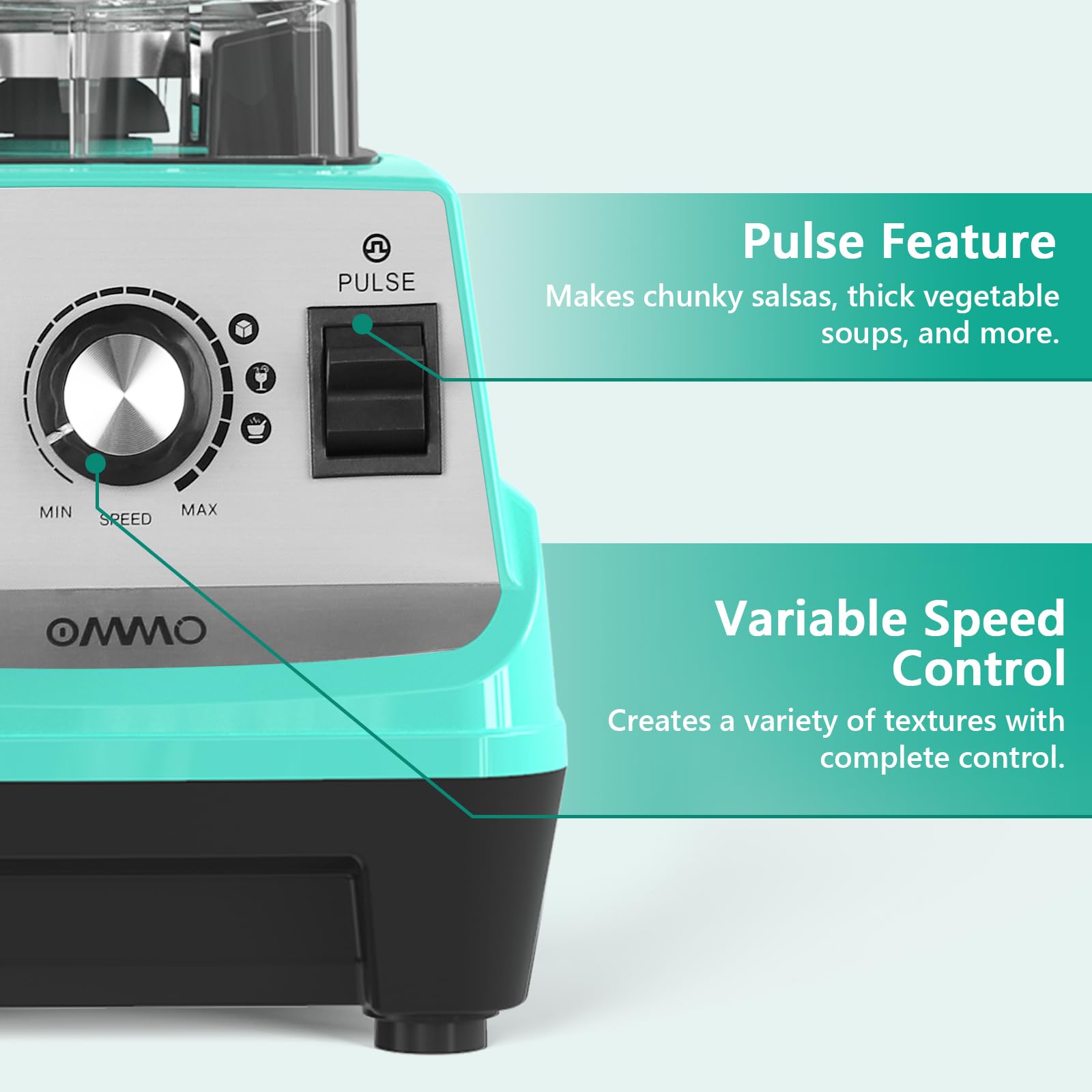 OMMO Blender 1800W, Professional High Speed Countertop Blender with Durable Stainless Steel Blades, 60oz BPA Free Blender for Shakes and Smoothies, Nuts, Ice and Fruits, Dishwasher Safe