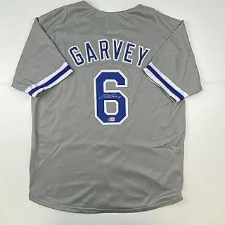 Autographed/Signed Steve Garvey Los Angeles LA Grey Baseball Jersey Beckett BAS COA
