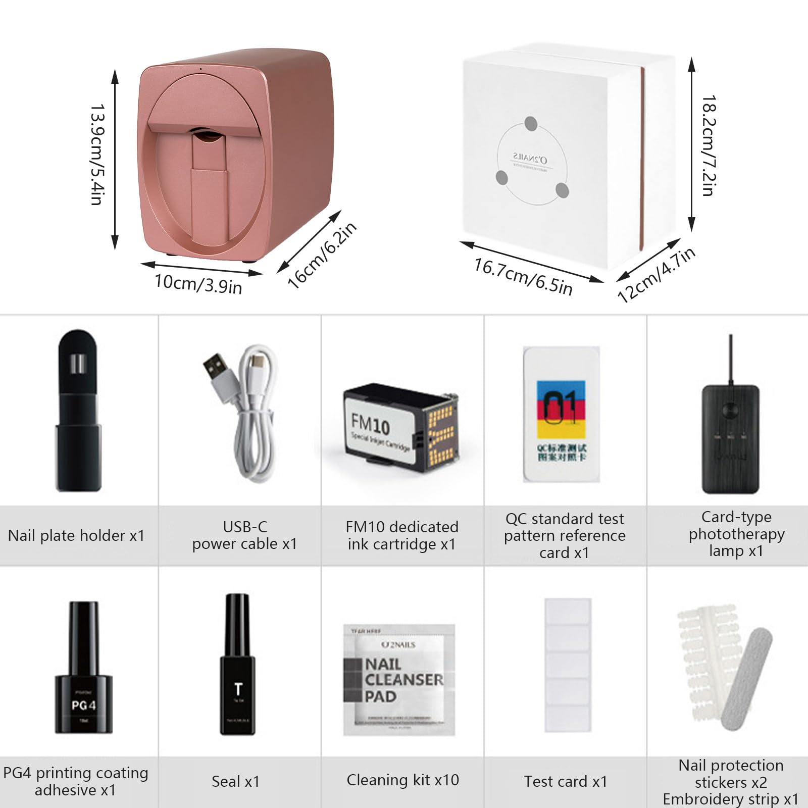 Drukarka 3D Do Paznokci, Obsługa Wi-Fi/DIY, Cyfrowa Mobilna Drukarka Do Zdobienia Paznokci – Przenośna Maszyna Do Malowania Paznokci, 30 Zdjęć, Drukowanie I Suszenie W Jednym RoseGold