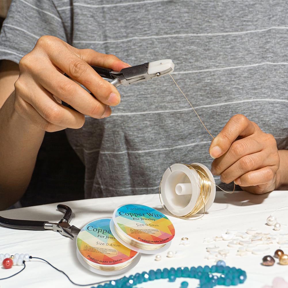 POTUANOT 6 rollen 0,8 mm sieradendraad, koperdraadrol, voor het maken van sieraden, aanslagvrij koperdraad (in totaal 36 M