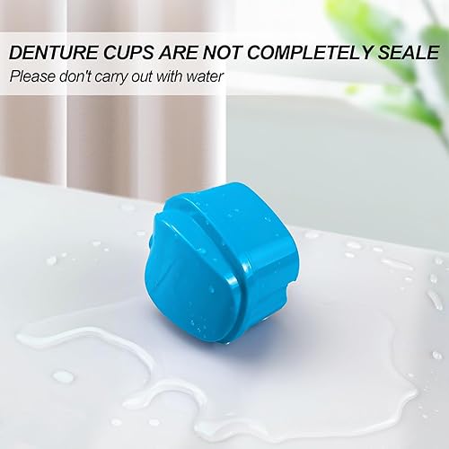 Miniatura 8 de Paquete de 2 tazas para dentaduras postizas, soporte de baño para dentaduras con cesta coladora, estuche limpiador de retenedores dentales,