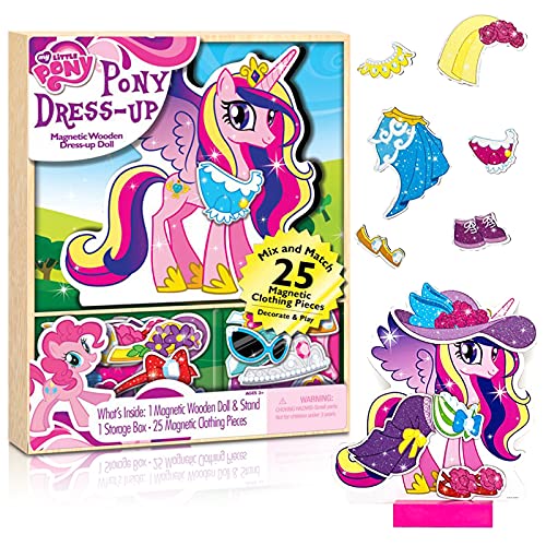 MLP Shop My Little Pony Magnetic Dress Up Doll Figures with 25 Wardrobe Accessories | MLP Toys & Games for Girls Playset Stand (My Bundle)