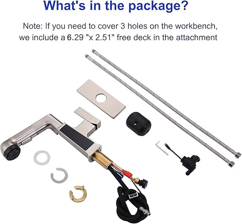 Miniatura 6 de Qeemee Grifo de baño LED con rociador extraíble, grifo de fregadero de pantalla digital de temperatura cromada, 5 modos de flujo de agua, grifos de