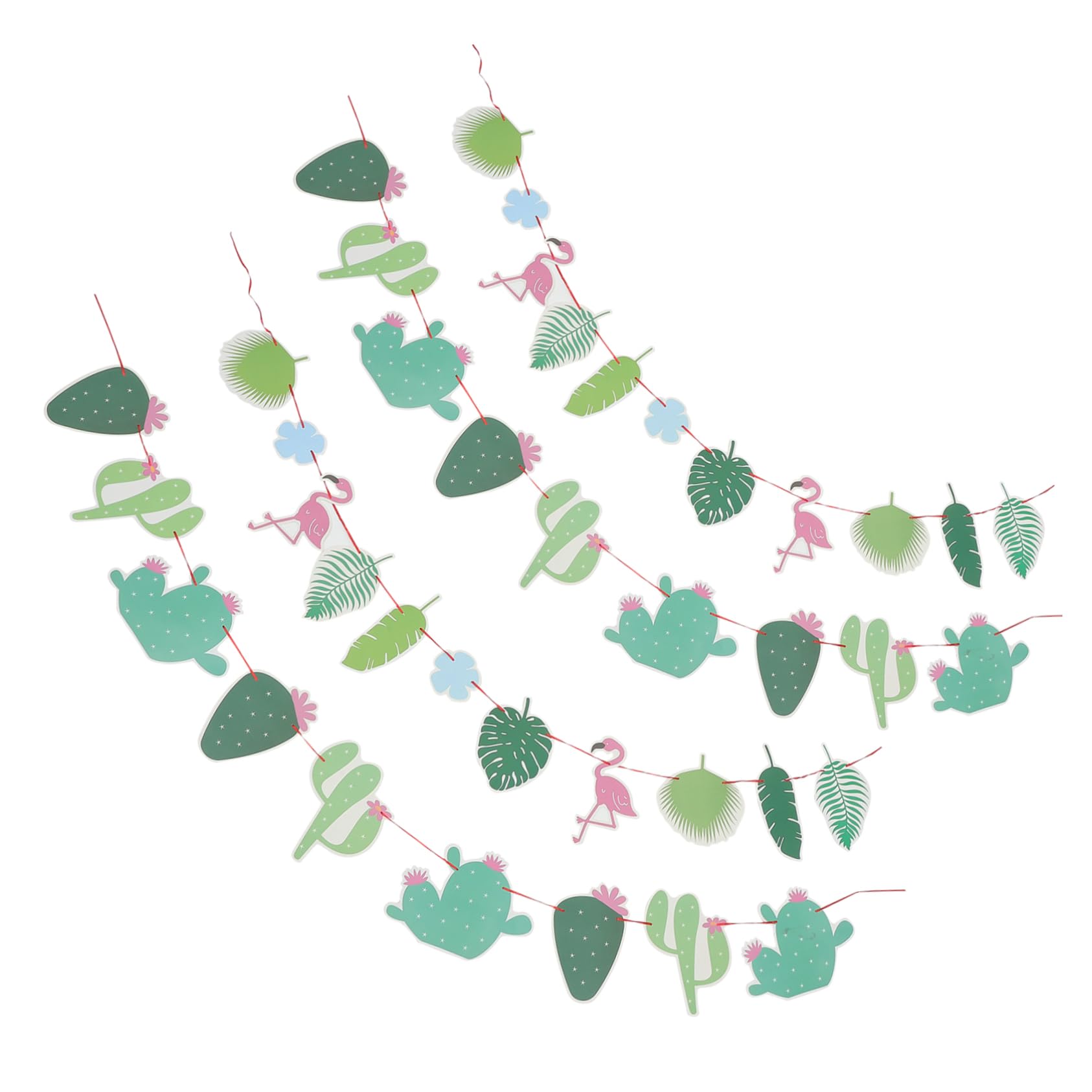 3 set Decorazioni Per Feste Bandiere Da Tirare Striscioni Di Carta Decorazioni A Tema Tropicale Con Cactus Striscione Hawaiano Per Feste Oggetti Di Scena Hawaiani 4 pezzi*3