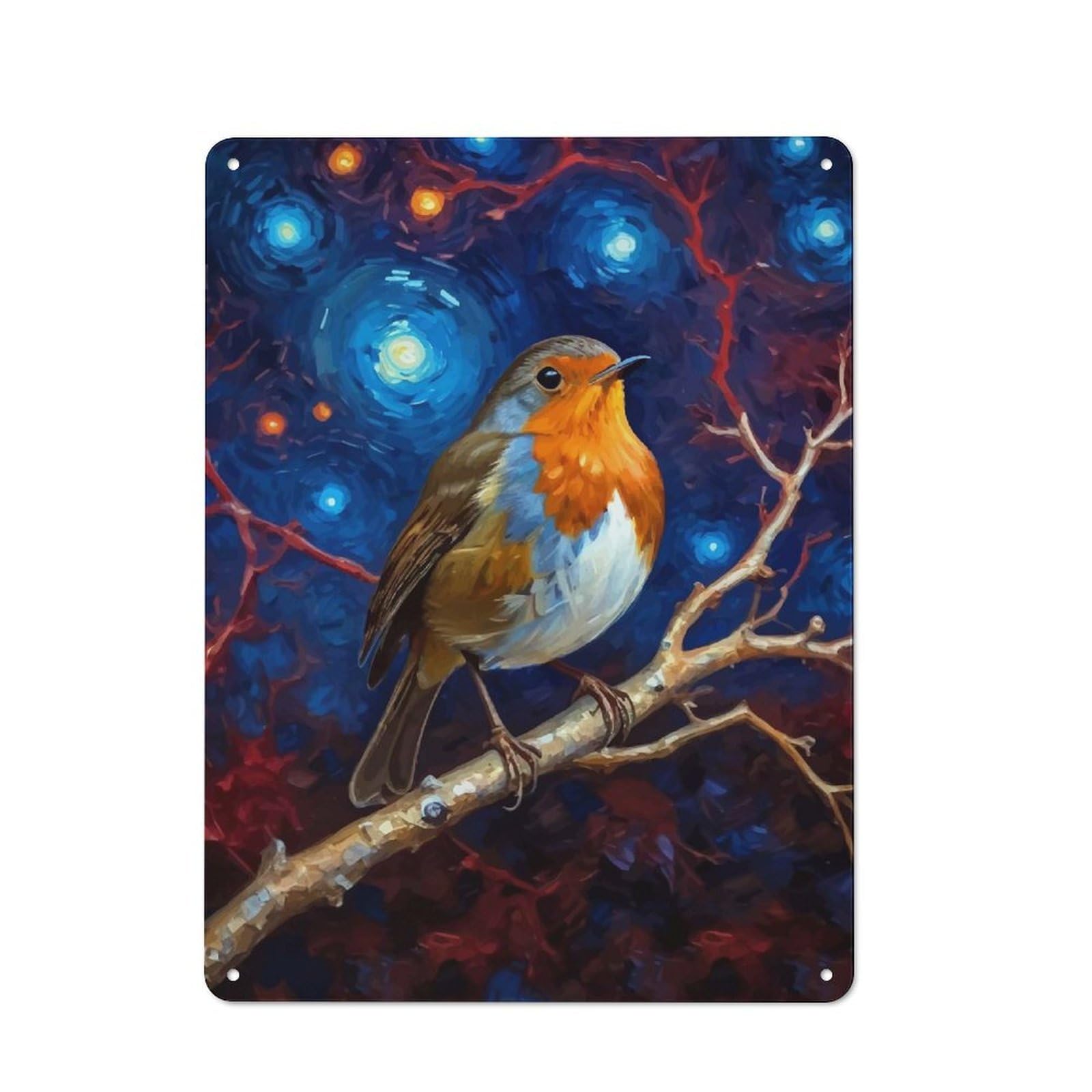 Junmoney Robin In Starry Night Retro Tin Sign 40X30cm For Lounge Or Reading Corner, For Home Wall Decor Collectors