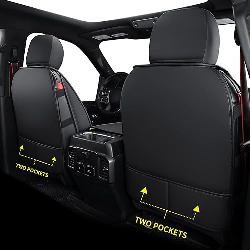 Miniatura 3 de LUCKYMAN CLUB Fundas de asiento de piel sintética F150 S07-Q2, aptas para camionetas 2015-2024 F150 SuperCrew y 2017-2024 F250 F350 F450 Super Duty