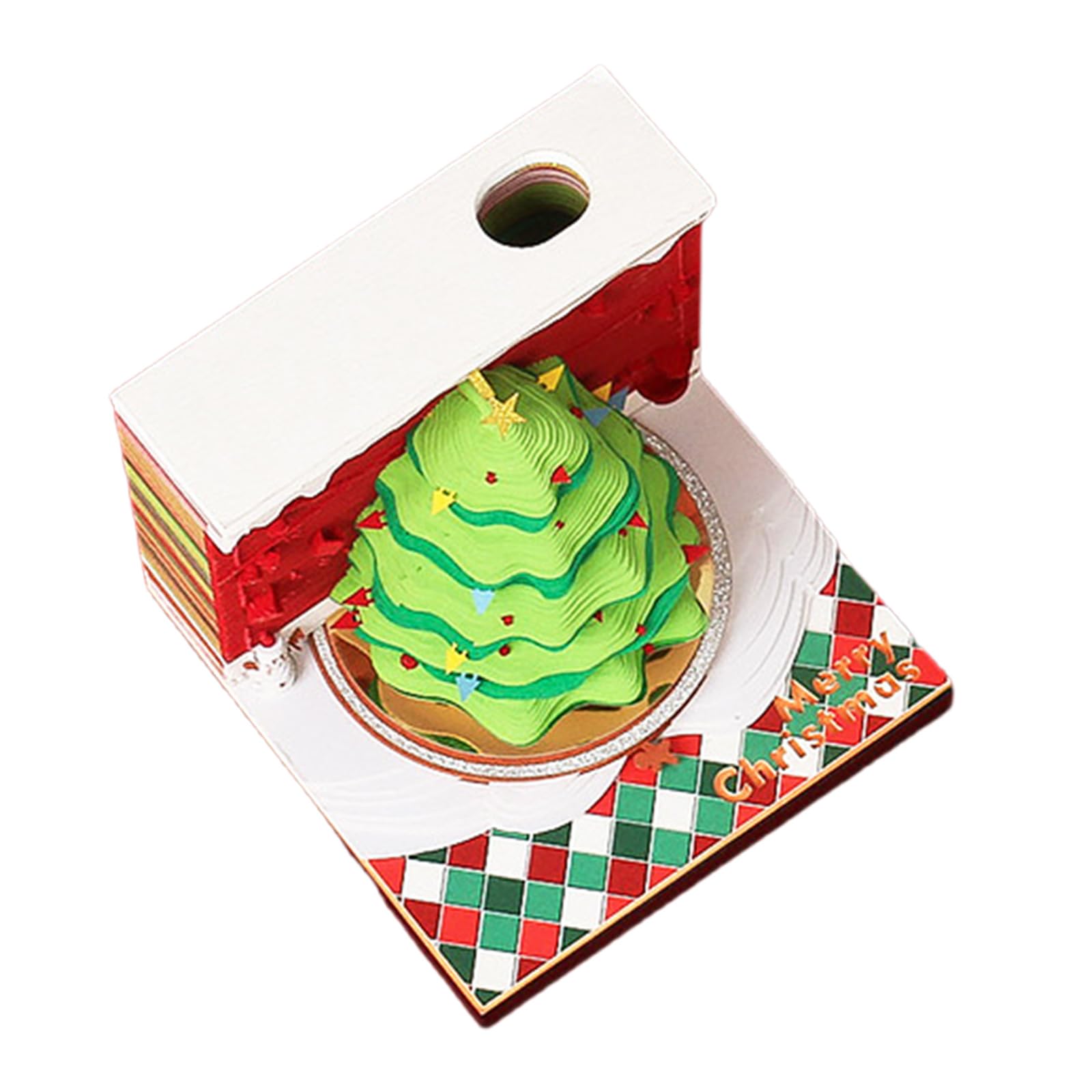 Weihnachtsthema Schnitzerei Kunst Notizblöcke Tisch Ornament 3D Papier Skulptur Notizblock mit Stifthalter für Weihnachtsdekoration Dekorativer Kalender