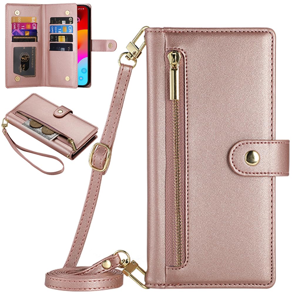 BaiFu for Honor X40 GT Wallet Case with 9 Card Slots, PU Leather Flip Wallet Zipper Pocket Wallet Cover for Honor X40 GT-09