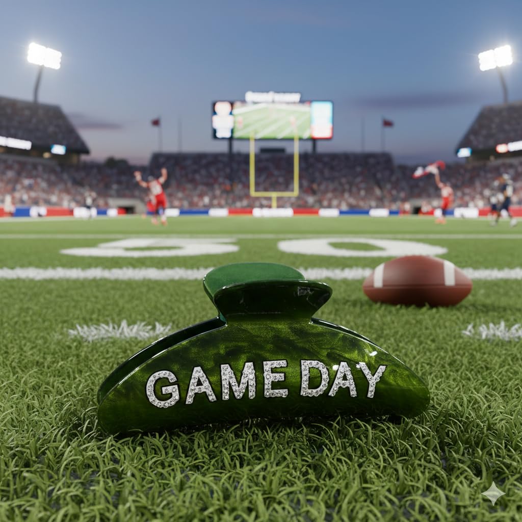 LILIE&WHITE Game Day Hair Clips for Women Trendy Green White Football Team Hair Claw Clips Chic Sport Football Mom Accessories - Image 5