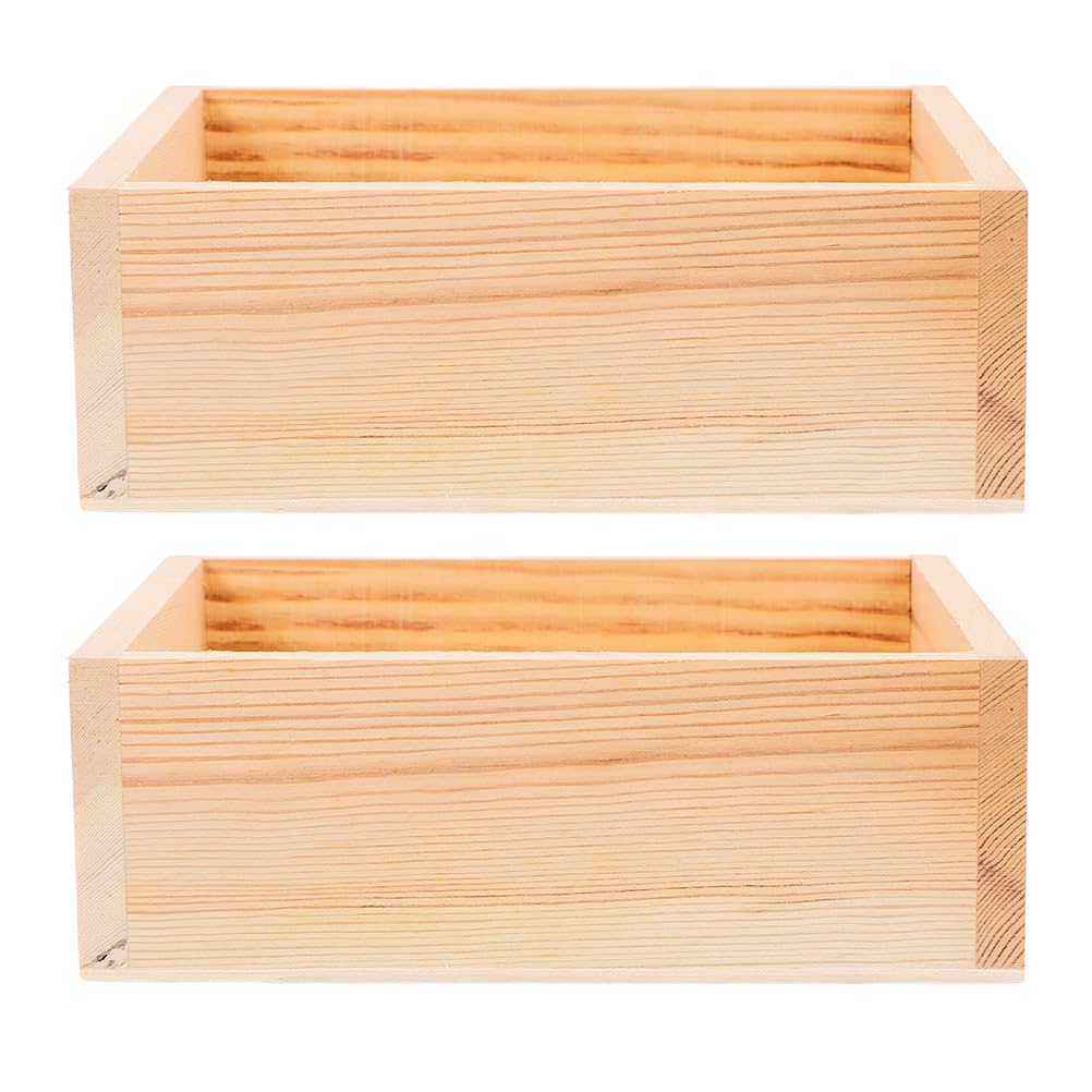 LOGOFUN 2PCS Wooden Sake Cups Wood Sake Boxes Japanese Sake Cup Containers for Home Kitchen Bar Restaurant Table Supplies - 15.5 * 13.5 * 5.6CM