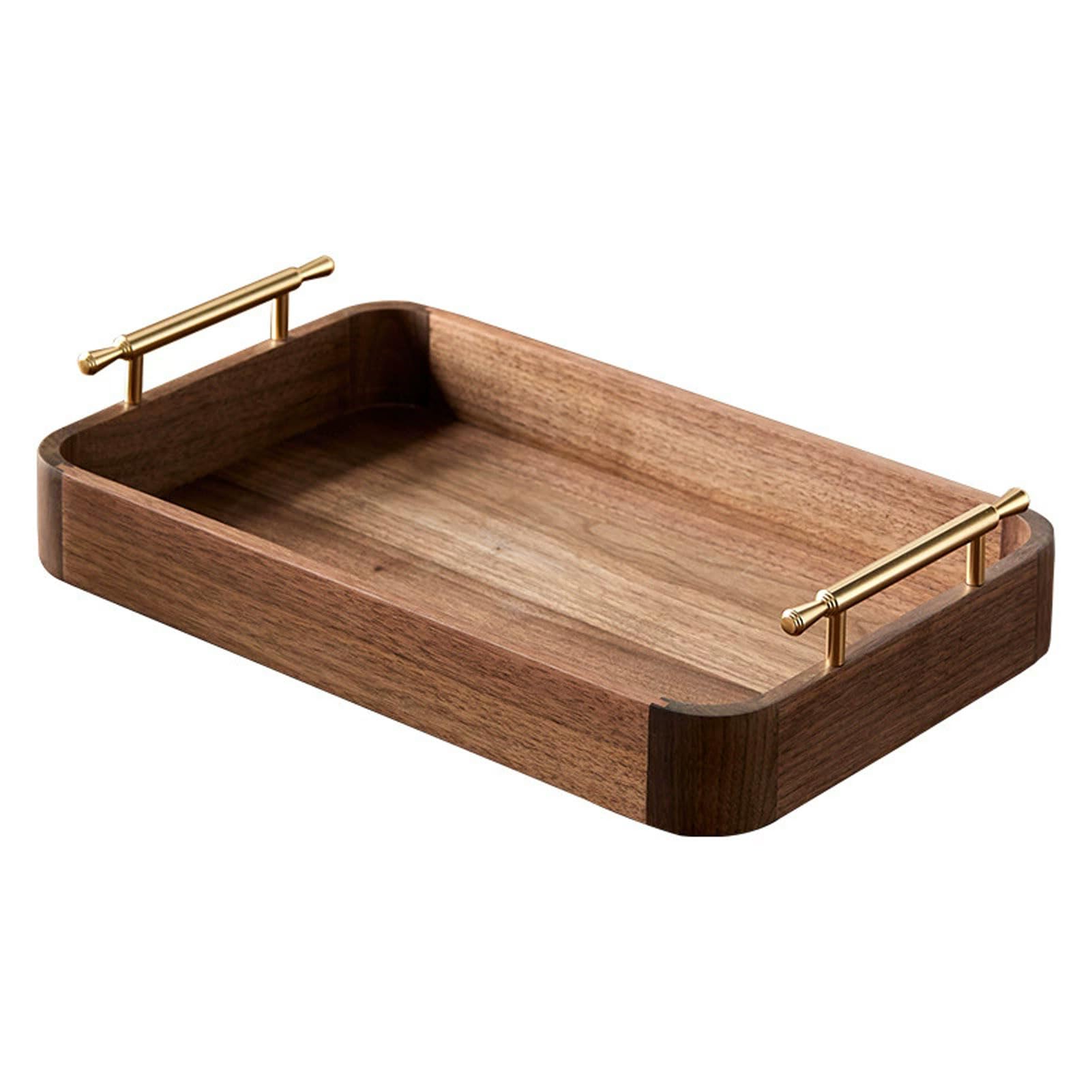 HUHJYUGE Bandeja para Servir con Asas, Bandeja Madera Cocina para Comida, Plato de Desayuno Rectangular de Plato de Té, para Bocadillos, Pan, Fruta, Café, Leche (40x25x5.4cm)