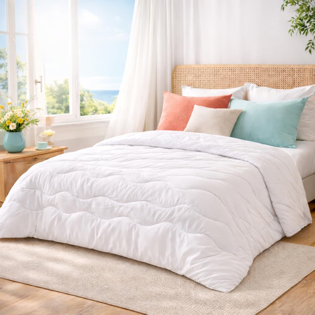SOHYGGE Edredon Cama 90 – Ligero 150 gsm, Transpirable y Suave, Relleno Nórdico de Verano para Noches Calurosas (Cama 90-150 x 220 cm)