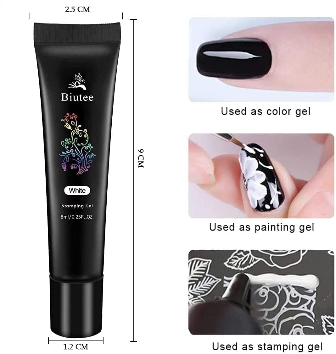 Biutee Set de Stamping Nail Art Tampon Kit d'estampage d'ongles avec 8 couleurs de vernis ongle stamping gels avec 5 plaques d'impression
