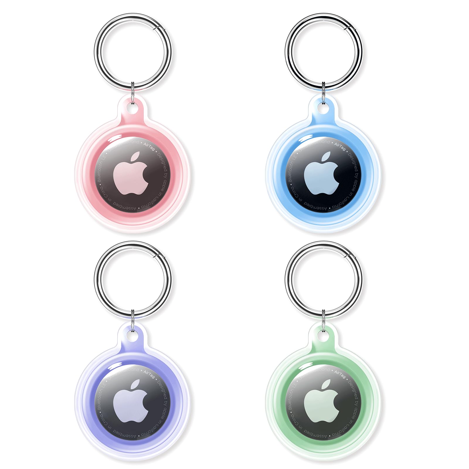 for AirTag Holder 4 Pack - Keychains Case Waterproof for Apple for Airtag, Dog Collar, Luggage, Backpack, Travel & Outdoor Gear - Durable, Lightweight