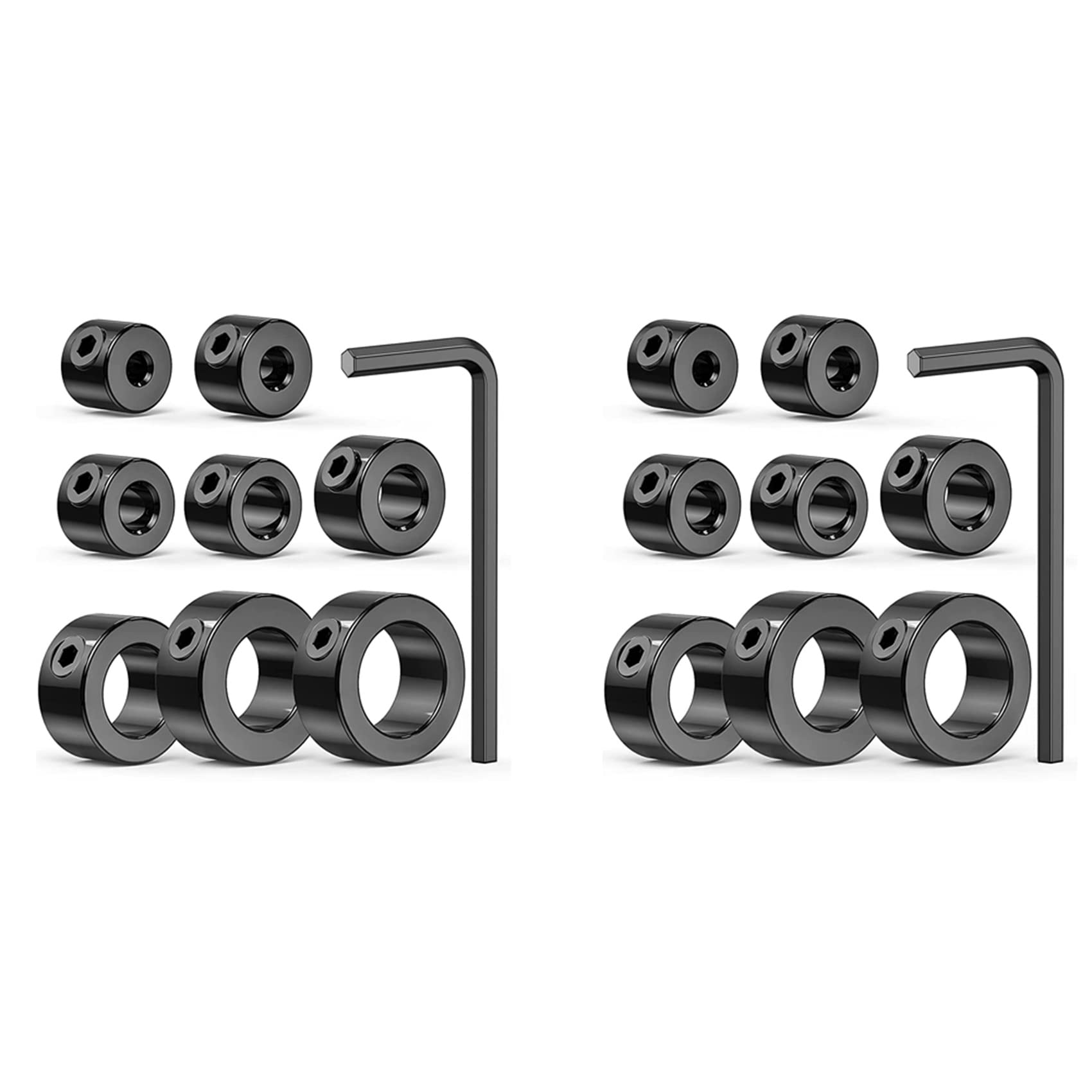 Jnchdghwa Black Drill Stop Bit Collar Set, 18Pcs Adjustable Drill Depth Stop Collar Limit Ring With Carbon Steel Set For Drill Bits