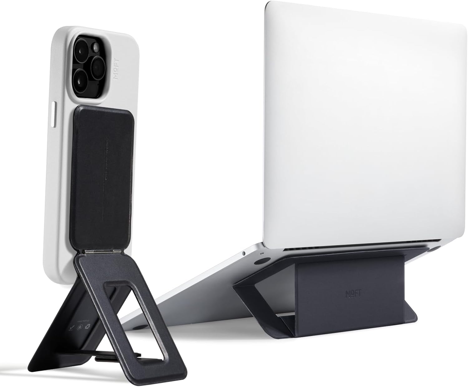 MOFT Phone Tripod Stand Jet Black & Adhesive Airflow Laptop Stand Jet Black