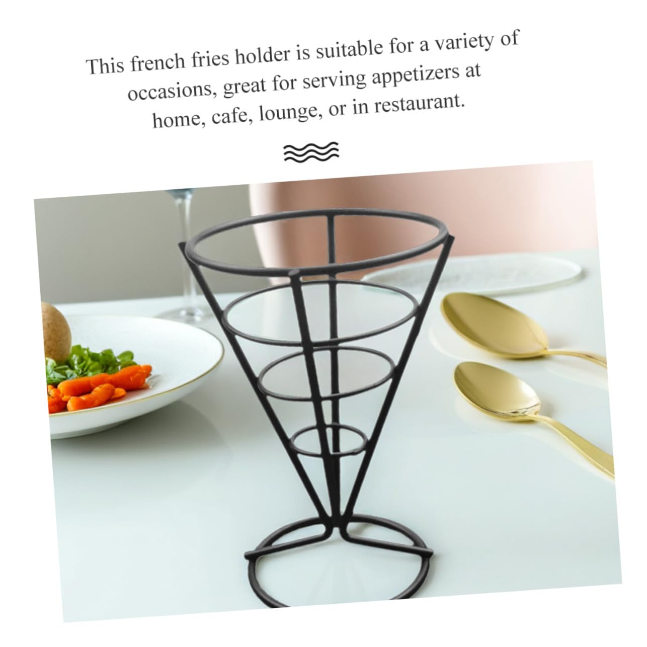 TOYANDONA 6 Piezas Soporte para Papas Fritas de Acero Inoxidable Cesta Hueca para Snacks Fritos con Soporte para Salsa para Restaurantes Bodas y Banquetes