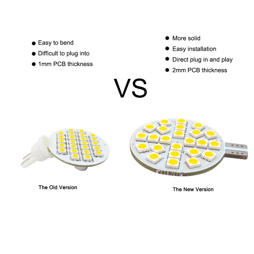 GRV T10 921 194 żarówka LED 24-5050 SMD lampa super jasna AC 12 V / DC 12 V - 24 V łódź Iandscaping sufit kopuła oświetlenie wewnętrzne ciepła biel (2. generacji) opakowanie 10 sztuk