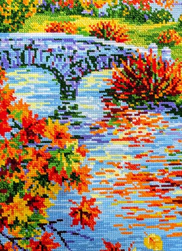 Image of RIOLIS - Sunny Autumn 2031, Cross Stitch Kits 15 inch x 23 inch, Cross Stitch Kits for Beginners & Advanced, Crossstitching Kit Adult, Embroidery Counted Stitching Kit