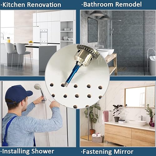 Miniatura 4 de BeQell Kit de sierra de agujero para azulejos de 681025351.969 in, juego de brocas de núcleo de diamante para azulejos de porcelana, cerámica,