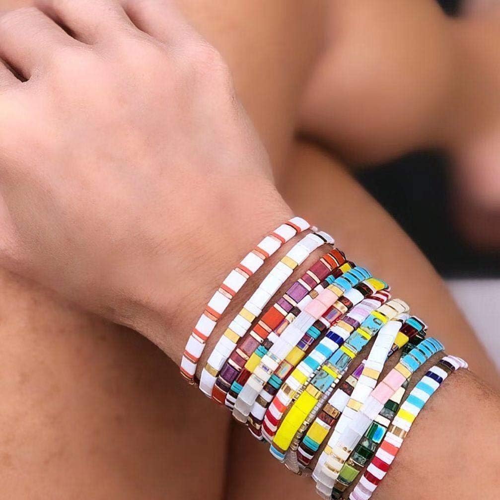 Tile Bracelet Multicolor Bohemian Style Japan Miyuki bead Elastic Bracelet for Women Girls - Image 4
