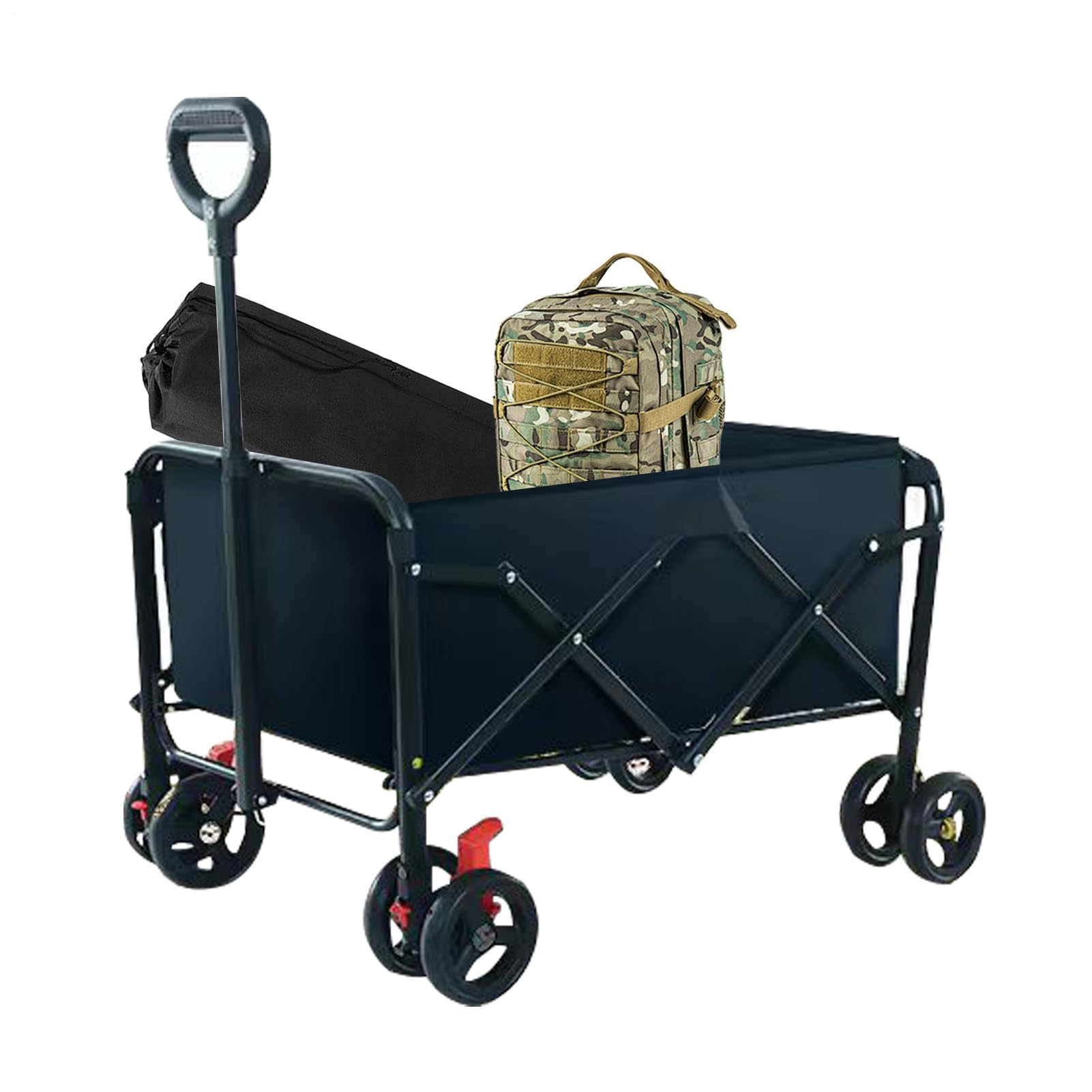 Carrito utilitario plegable ligero | Carrito deportivo portátil para camping, jardín, playa y transporte de equipos al aire libre, resistente y fácil de almacenar