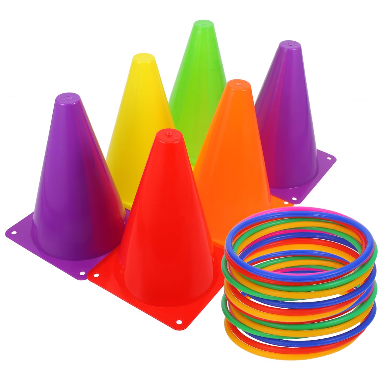 Conos De Plástico para Lanzamiento con Anillos Juego De Entrenamiento Deportivo para Niños, Seguro y Duradero, Ideal para Fiestas Infantiles, Actividades Al Aire Libre y Entrenamiento Sensorial
