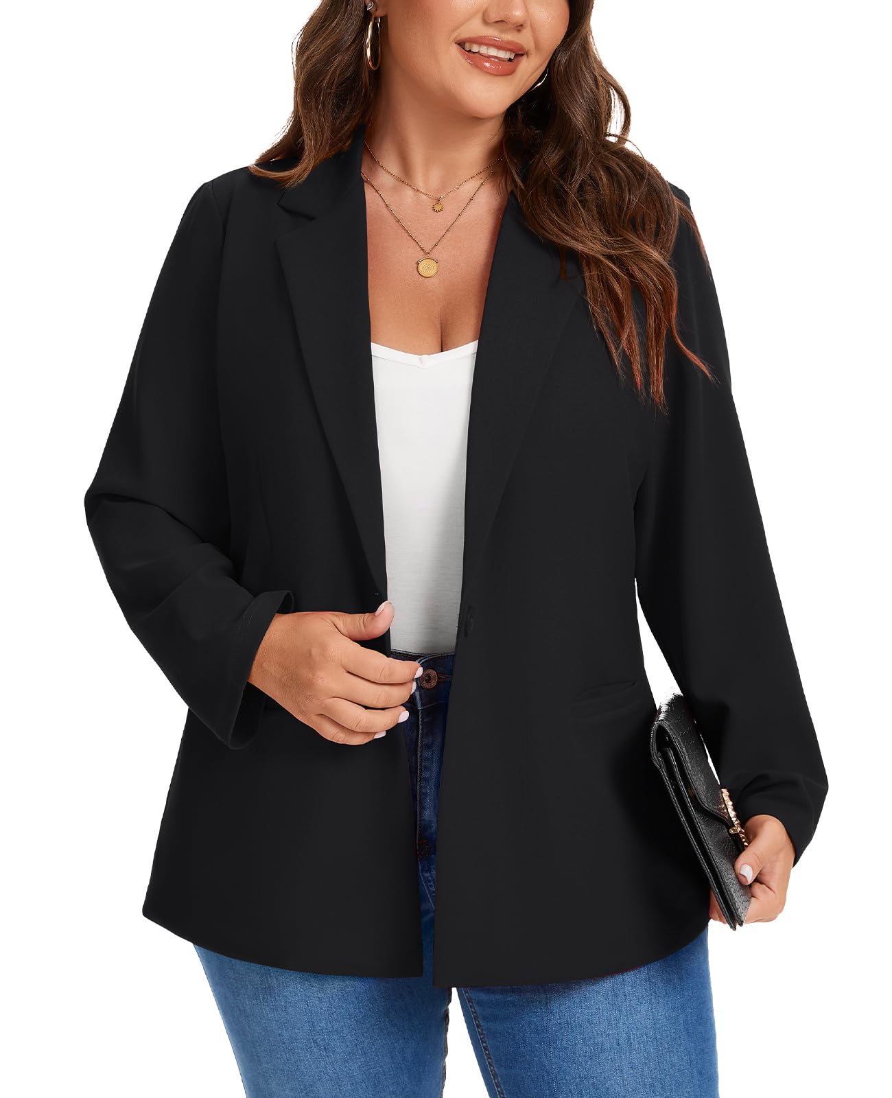 MINTLIMIT Womens Plus Size Blazer Long Sleeve Notch Lapel Casual Work Blazers Button Front Pockets Jackets XL-5XL