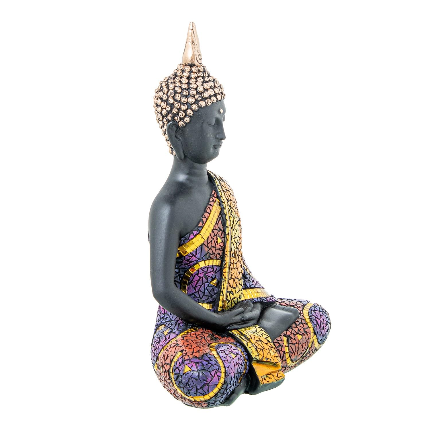 Figura de un Buda con Mosaico de Resina Multicolor 13x22x30 cm