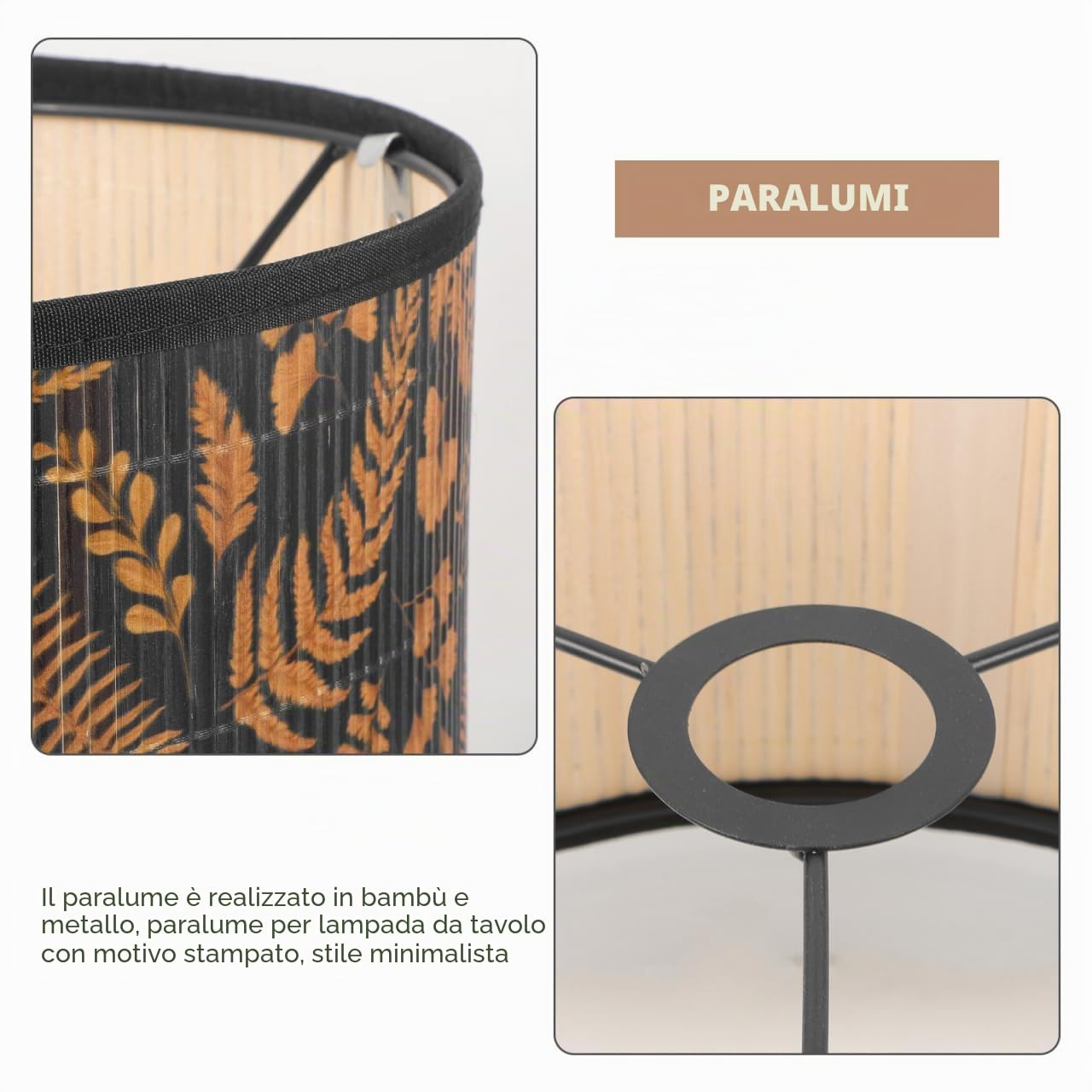 Angoily Paralume in Rattan Tessuto, Rattan Paralume Retro in Vimini, Paralume Coperta Sospensione Tessuto per Lampadari Tavolo Lampade Da Scrivania