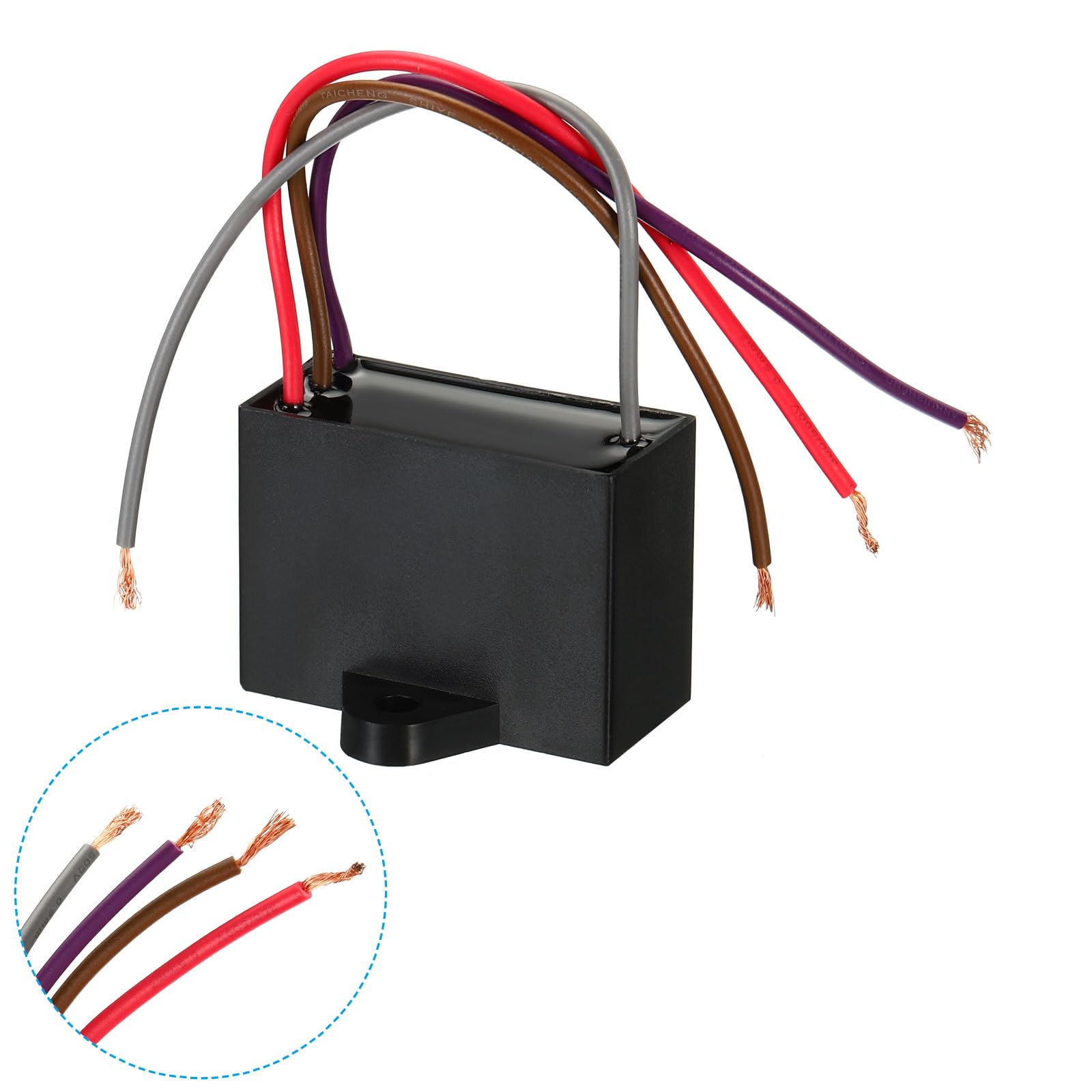 PATIKIL CBB61 Soffitto Ventilatore Condensatore, 1 set 4+4+2.5uF 250V AC 50/60HZ 4 Cavi con 3 Velocità Interruttore Ventilatore per Aria Condizionatore Ventilatore Motore Avviamento