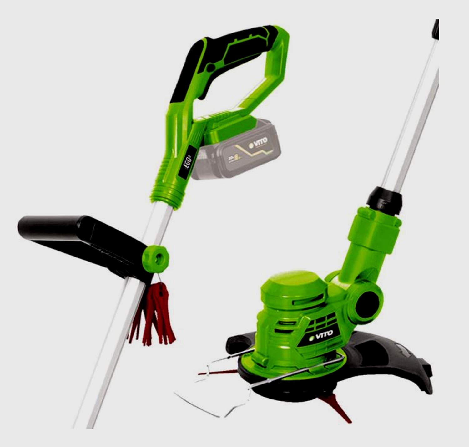 VITO - Corte de borde de 20 V + batería de litio 4 AH + cargador + juego de 20 cuchillas de corte mate telescópico