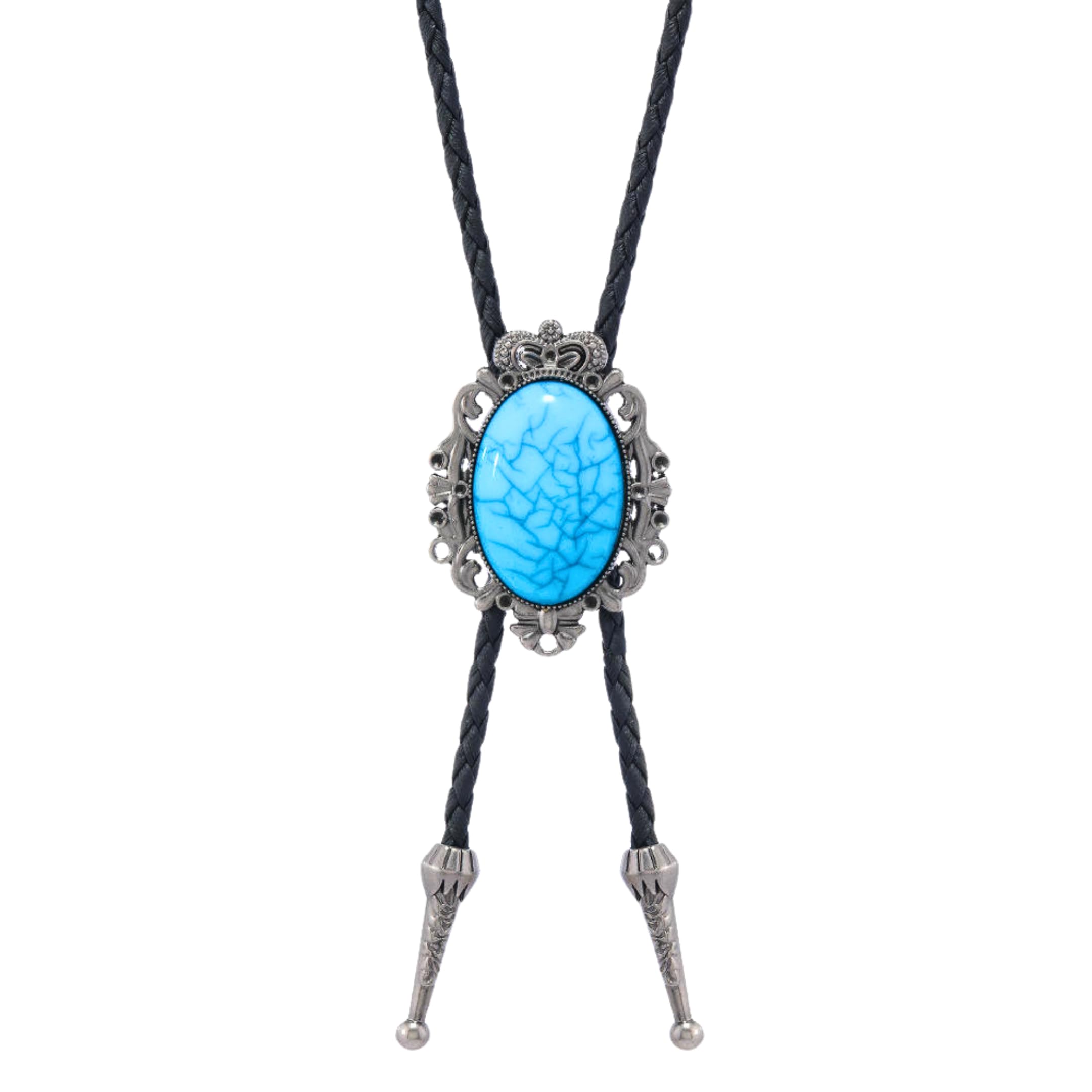 the men thing TURQUOISE HORIZON BOLO – 1.8 inch Pure Stainless Steel Pendant with Adjustable Black Leather Rope for Men & Boys-picture-34