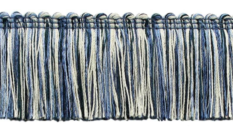 Veranda Collection 2" Brush nKET Fringe Trim/Light Blue, French Blue, White/Color: Nautical