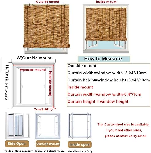 Miniatura 8 de Persiana enrollable para exteriores persianas romanas opacas de bambú enrollables impermeables 28 x 84 pulgadas de ancho x 36 pulgadas de alto x 72