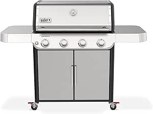 Weber Genesis S-415 Liquid Propane Gas Grill for Outdoor Cooking, Stainless Steel, 4 Burners