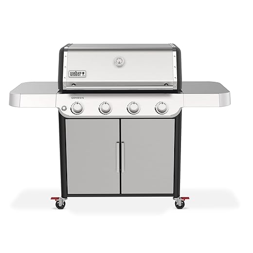 Weber Genesis S-415 Liquid Propane Gas Grill for Outdoor Cooking, Stainless Steel, 4 Burners – Stainless Steel Cooking Grates & PureBlu Burners