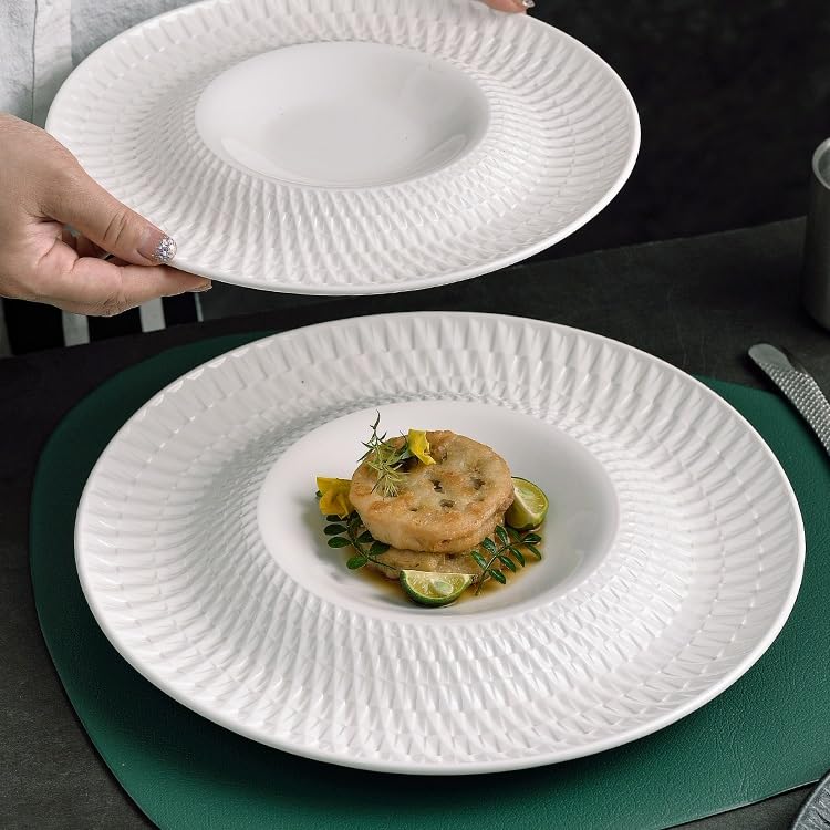 Talerz obiadowy talerze do naczyń 25 cm japoński hotel restauracja zachodnia zastawa stołowa biały ceramiczny talerz na przystawki deser ciasto naczynie talerz do układania w stos talerze obiadowe