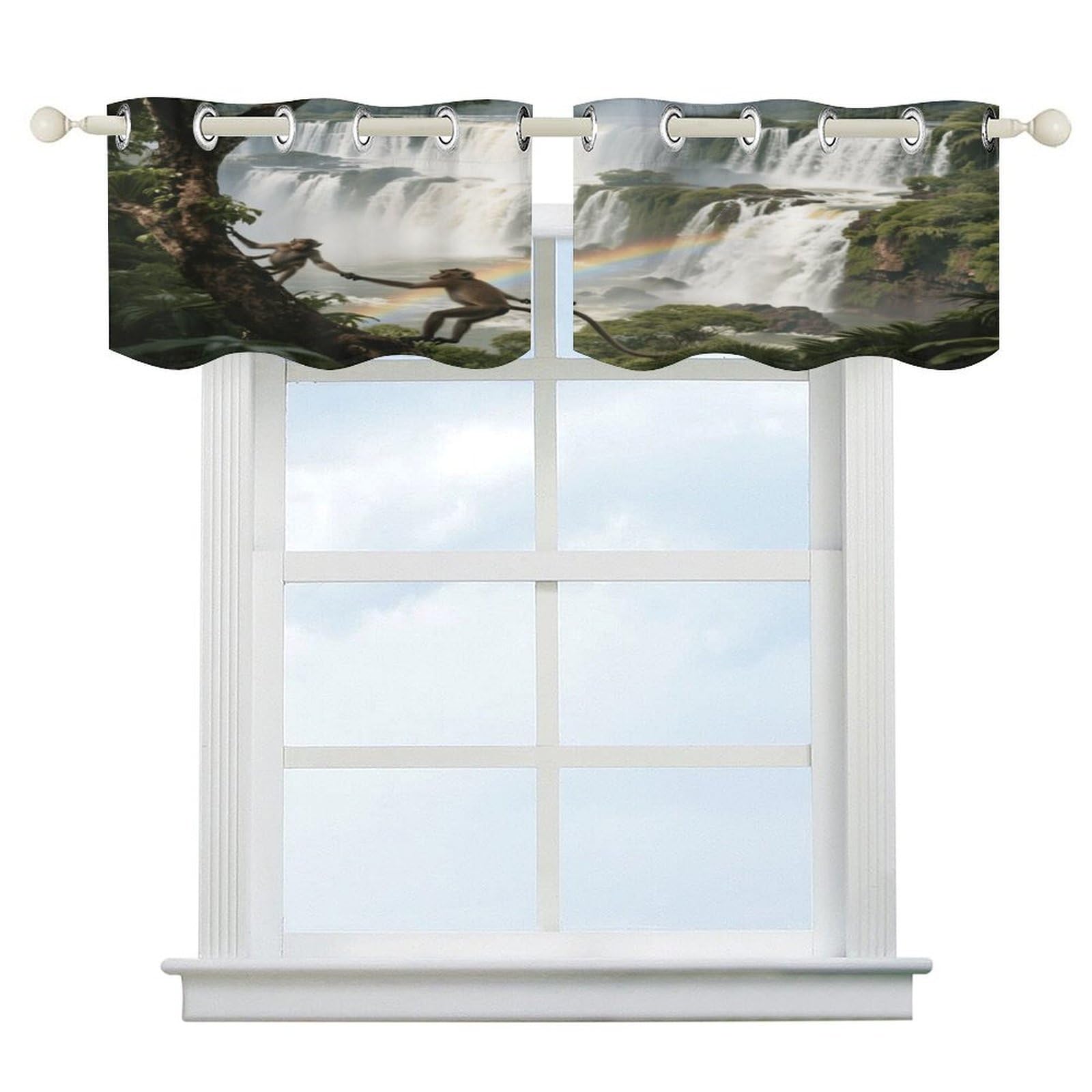 Fekiloot Style Iguazu Falls Rainforest Short Curtains Valance Curtain