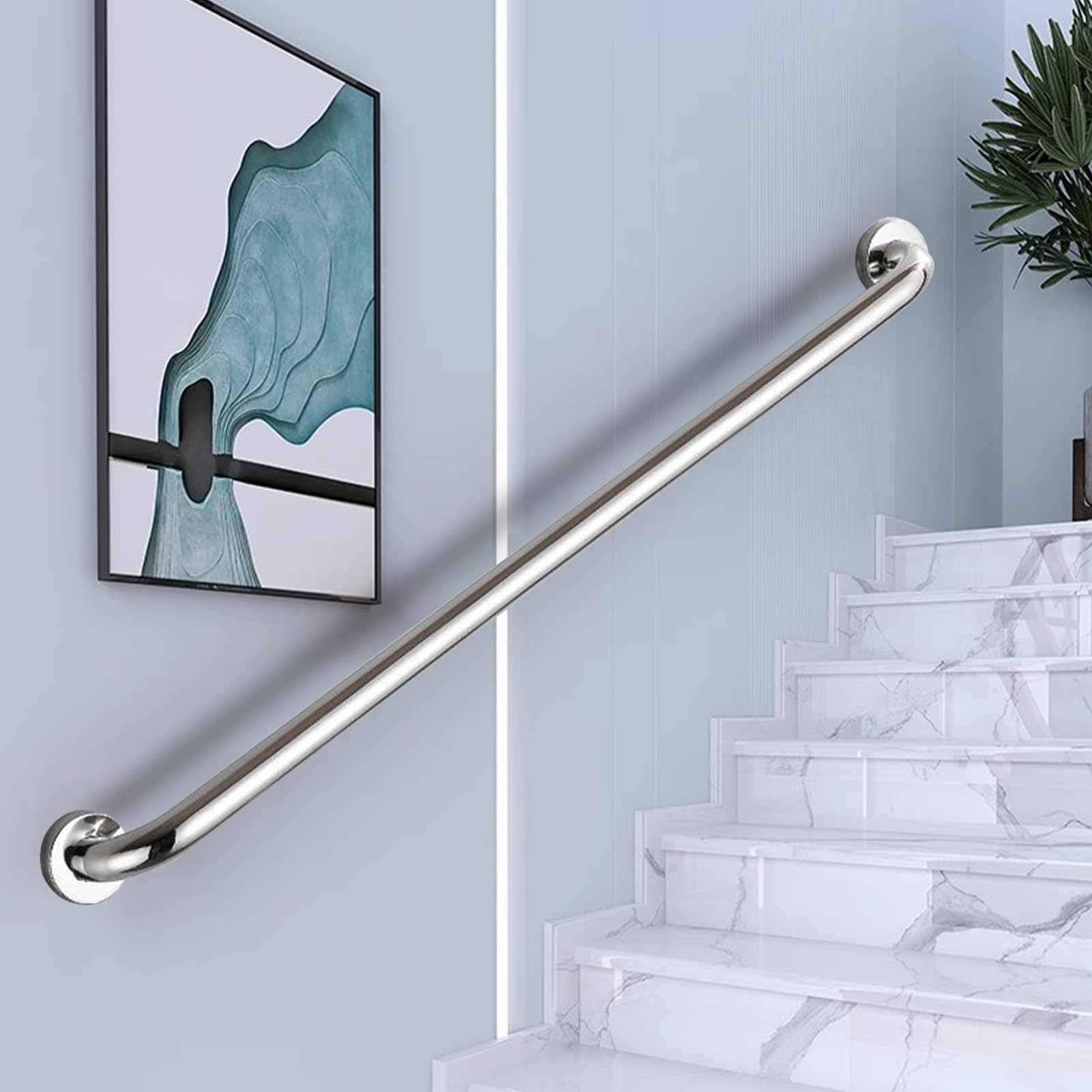 Barras de apoyo para ducha, barandilla de seguridad de acero inoxidable para bañera, barra de apoyo para pasillo, reposabrazos cromados, pasamanos resistentes, toallero(150cm)