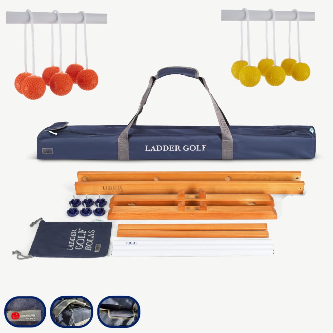 Ubergames Échelle de golf Jeu de lancer avec Bolas souples officiels orange fluo et jaune Barres incassables