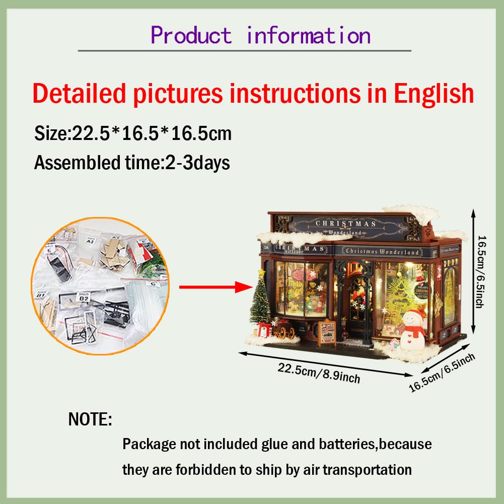 Doe-het-zelf miniatuurhuis tuin 1:24 poppenhuis kit met ledlicht